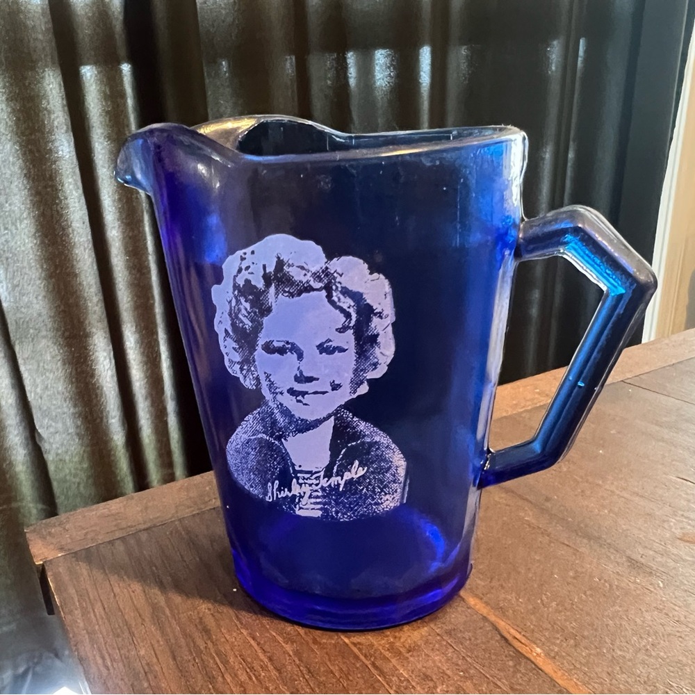Vintage Hazel Atlas Shirley Temple Cobalt Blue Milk Pitcher